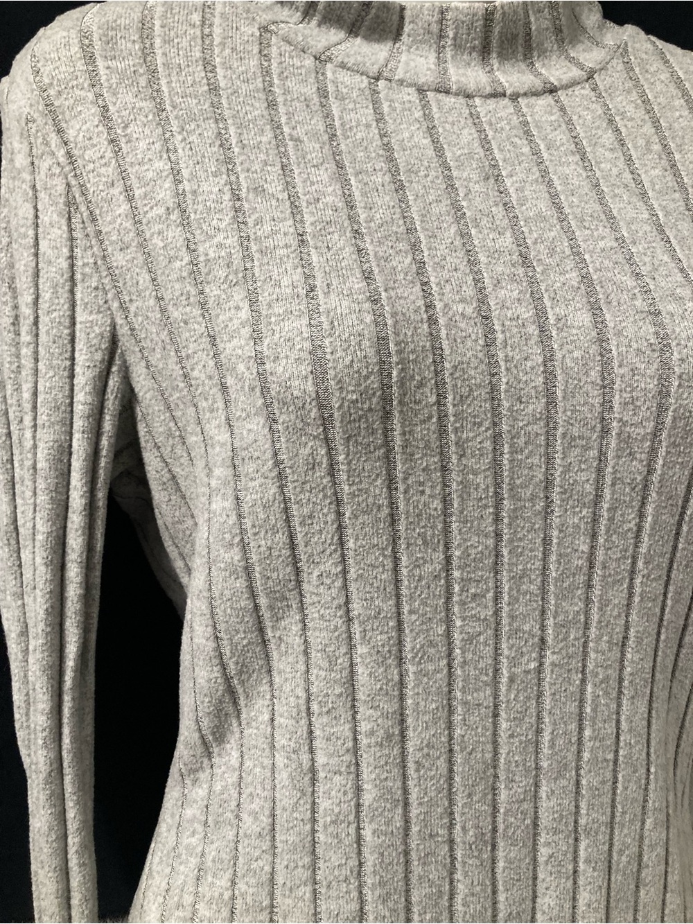 SHEIN Grey Ribbed Mock Neck Sweater XL